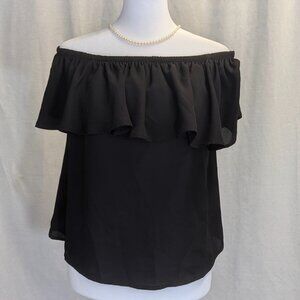 Attention Size XS Black Flounce Top